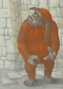 Digital illustration of Ludo from the film Labyrinth by Natalia Salvador