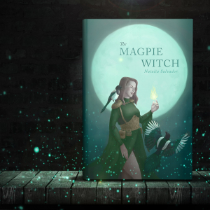 Book cover mock-up using The Magpie Witch illustration