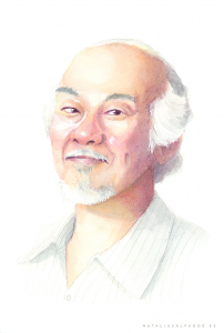 Pat Morita watercolour portrait